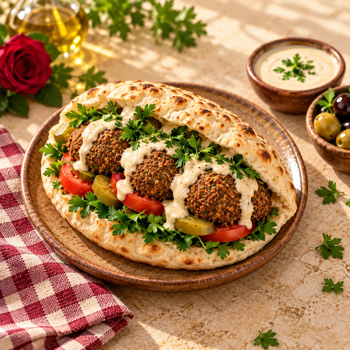 تقديم ساندويش الفلافل مستوحى من صورة المنيو